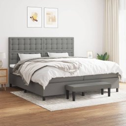 Pat box spring cu saltea, gri închis, 200x200 cm, textil GartenMobel Dekor