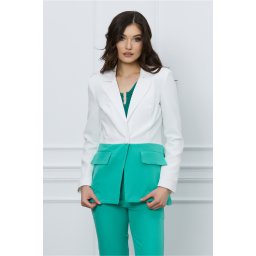 Sacou office alb cu verde