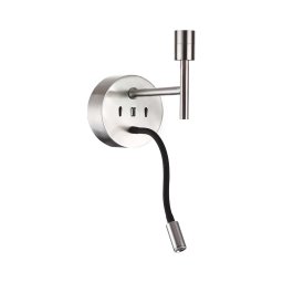 Lampă LED de perete cu montură Ideal Lux SET UP 1xE27/42W+LED/3W/230V USB crom