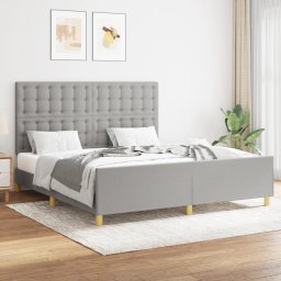 Cadru de pat cu tablie, gri deschis, 160x200 cm, textil GartenMobel Dekor