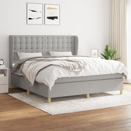 Pat continental cu saltea, gri deschis, 160x200 cm, textil GartenMobel Dekor