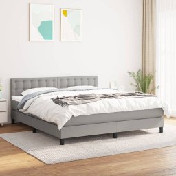 Pat continental cu saltea, gri deschis, 160x200 cm, textil GartenMobel Dekor