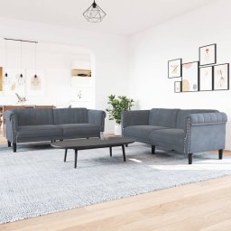 Set canapea, 2 piese, gri închis, catifea GartenMobel Dekor