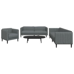 Set de canapele, 3 piese, gri închis, textil GartenMobel Dekor