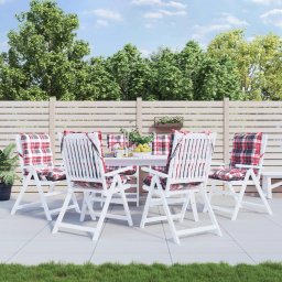 Perne scaun cu spatar mic, 6 buc., rosu carouri, textil oxford GartenMobel Dekor