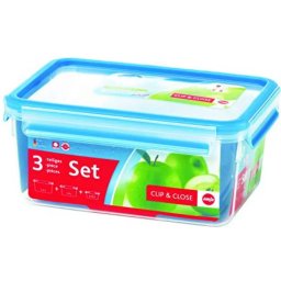 Vesela camping Emsa Clip & Close Food Container Set- Set of 3 - 0.55 / 1.0 / 2.3 L