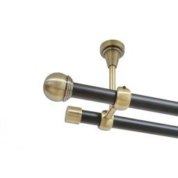 Galerie dubla todi max fara inele prindere tavan 19/19 mm negru aur antic