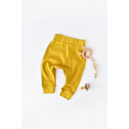 Pantaloni Bebe Unisex din bumbac organic Galben BabyCosy (Marime: 6-9 luni)