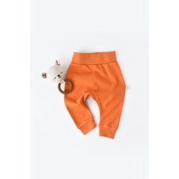 Pantaloni Bebe Unisex din bumbac organic Portocaliu BabyCosy (Marime: 3-6 Luni)