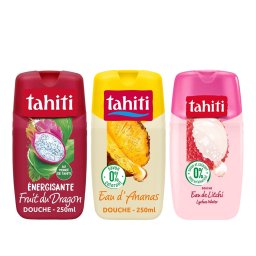 Pachet gel de dus Tahiti Palmolive, Fruit du Dragon 250 ml, Ananas, 250 ml, Eau de Litchi, 250 ml
