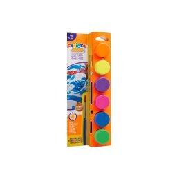 Acuarele tempera Carioca Neon 6 culori x 25 ml + pensulă, la blister
