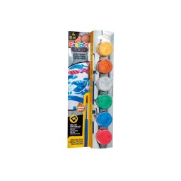 Acuarele tempera Carioca Metallic 6 culori x 25 ml + pensulă, la blister
