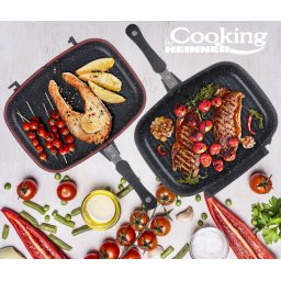 Tigaie Heinner Dubla Dreptunghiulara Tip Grill, Aluminiu, 36x24x7.5 Cm,dark Line Classic