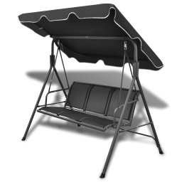 Balansoar de gradina cu copertina, negru GartenMobel Dekor