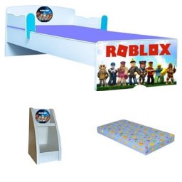 Pat copii Roblox 160x80 cu saltea 2-12 ani si etajera Cadou