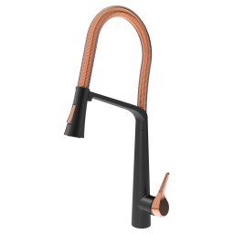 Baterie CookingAid Newmix Black Golden Rose Copper cu finisaj negru auriu roze, furtun dus detasabil extractibil si buton schimbare dus jet