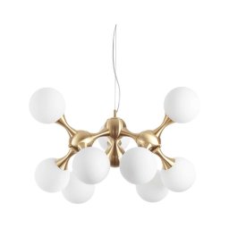 Ideal Lux - Lustră pe cablu NODI 9xE14/28W/230V Ø 80 cm alamă/albă