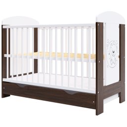 Patut copii din lemn Hubners Calisto Ursulet 120x60 cm maro cu sertar