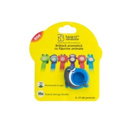 Bratara aromatica +2 rezerve, din silicon cu figurine animate pentru copii - Delfin albastru