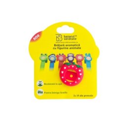 Bratara aromatica +2 rezerve, din silicon cu figurine animate pentru copii - Capsuna rosie