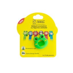 Bratara aromatica +2 rezerve, din silicon cu figurine animate pentru copii - Broasca verde
