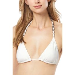 MICHAEL KORS Bikini Top String Chain Halter Straps MM7M039 100 white