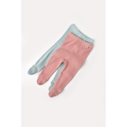 Set 2 pantaloni cu botosei bebe unisex din bumbac organic si modal - Mint/Rose, BabyCosy (Marime: 6-9 luni)