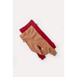 Set 2 pantaloni bebe unisex din bumbac organic si modal - Maro/Rosu, BabyCosy (Marime: 12-18 Luni)