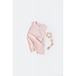 Salopeta fara maneci si pantaloni scurti - 100% bumbac organic - Roz, BabyCosy (Marime: 18-24 Luni)