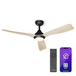 Klarstein Fiji Flow 2 în 1 Smart, ventilator de tavan, Ø 132 cm, lumină LED, telecomandă, control prin aplicație, funcționare în două direcții (VTS14-FjFl-CF-152Ah)