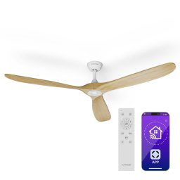 Klarstein Ventilator de tavan Bahama Breeze Smart, palete rotor din lemn masiv, telecomandă + control prin aplicație (VTS14-BahBr-CF-178Ah)