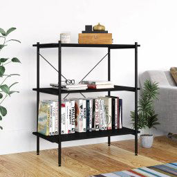 Unitate cu rafturi pe 3 niveluri, negru, 80x40x92 cm GartenMobel Dekor