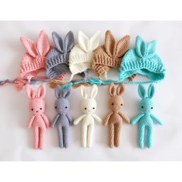 Set de caciulita cu iepuras pentru nou-nascut Drool (Culoare: Roz)