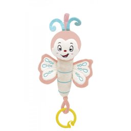 Jucarie din plus cu vibratii pentru bebelusi Fluture, 6 luni+, BabyJem (Culoare: Roz)