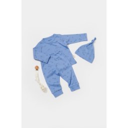 Set 3 piese:bluza, pantaloni si caciulita Printed, BabyCosy, 50% modal+50% bumbac, Lavanda (Marime: 9-12 luni)