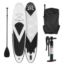 KLARFIT SPREESTAR, negru-alb, placă gonflabilă de canotaj pentru copii, SET SUP, 300X10X71 cm (FITN2-Spreestar)