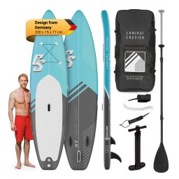 Capital Sports Lanikai Cruiser 10.8, paddleboard gonflabil, set cu placă SUP, 330 × 77 × 15 (WTR1-LaniCru10.8Blue)