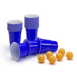 BeerCup Williams, pahare albastre pentru petrecere beer pong, în stilul universităților americane, 473 ml, bile și regulament (210)