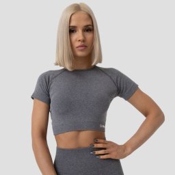 GymBeam Tricou pentru femei FLO Crop Top Grey XL