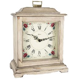 Ceas de birou Hermle 22915-V62114 quartz cu melodia Westminster 4/4 alb vintage
