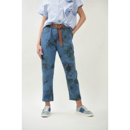PANTALONI CARROT CUREA IN TALIE CU IMPRIMEU TRIEST TALIE UNICA Albastru