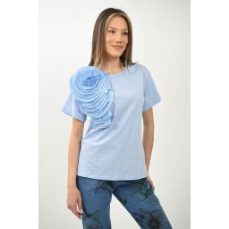 TRICOU BUMBAC FLOARE IN RELIEF TRANI BABY BLUE TALIE UNICA Baby Blue