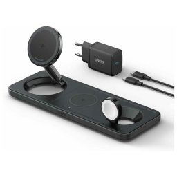 Incarcare wireless "MagGo" 15W, 3-in-1, 3 x wireless, incarca simultan telefon, casti si smartwatch Apple, negru
