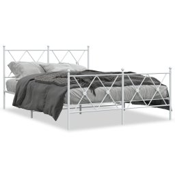 Cadru de pat metalic cu tablie de cap/picioare, alb, 137x190 cm GartenMobel Dekor