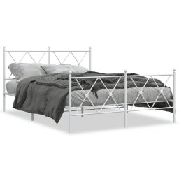 Cadru de pat metalic cu tablie de cap/picioare, alb, 140x190 cm GartenMobel Dekor