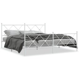 Cadru de pat metalic cu tablie de cap/picioare, alb, 183x213 cm GartenMobel Dekor