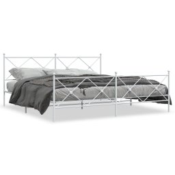 Cadru de pat metalic cu tablie de cap/picioare, alb, 193x203 cm GartenMobel Dekor