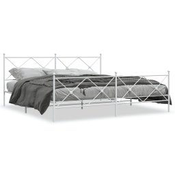 Cadru de pat metalic cu tablie, alb, 200x200 cm GartenMobel Dekor