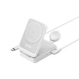 STATIE incarcare wireless Anker MagGo 15W- 3-in-1- pliabil- 3 x wireless- incarca simultan telefon- casti si smartwatch Apple- a