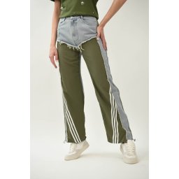 PANTALONI JOGGER COMBINATI DENIM KAKI FORLI L Denim Deschis